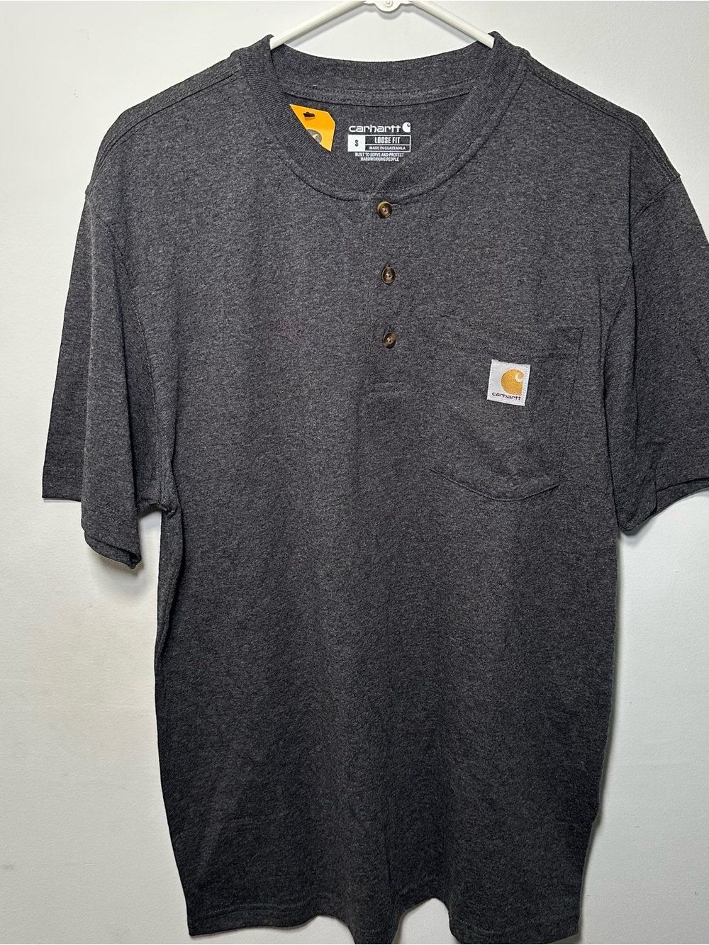 NWT Carhartt K84 Loose Fit Henley Pocket Tee Gray Workwear Shirt Men S - Picture 5 of 16